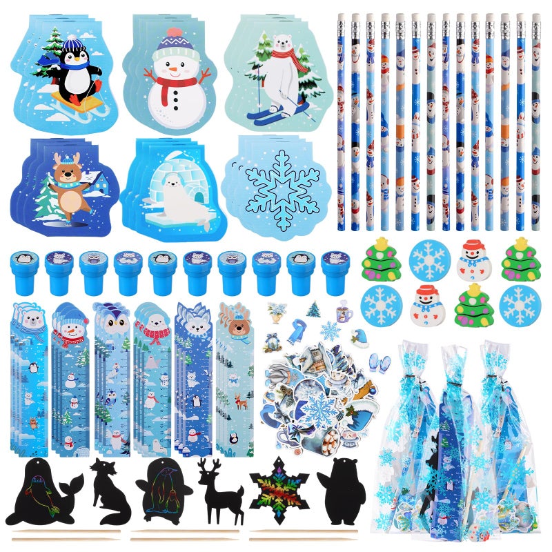 Vanblue 218pcs Winter Christmas Party Favors Stationery Set for Kids Winter Polar Animal Party Supplies Exchange Gifts Class Reward for Classroom Students Gift Christmas Stocking Stuffers for Kids - Image 3