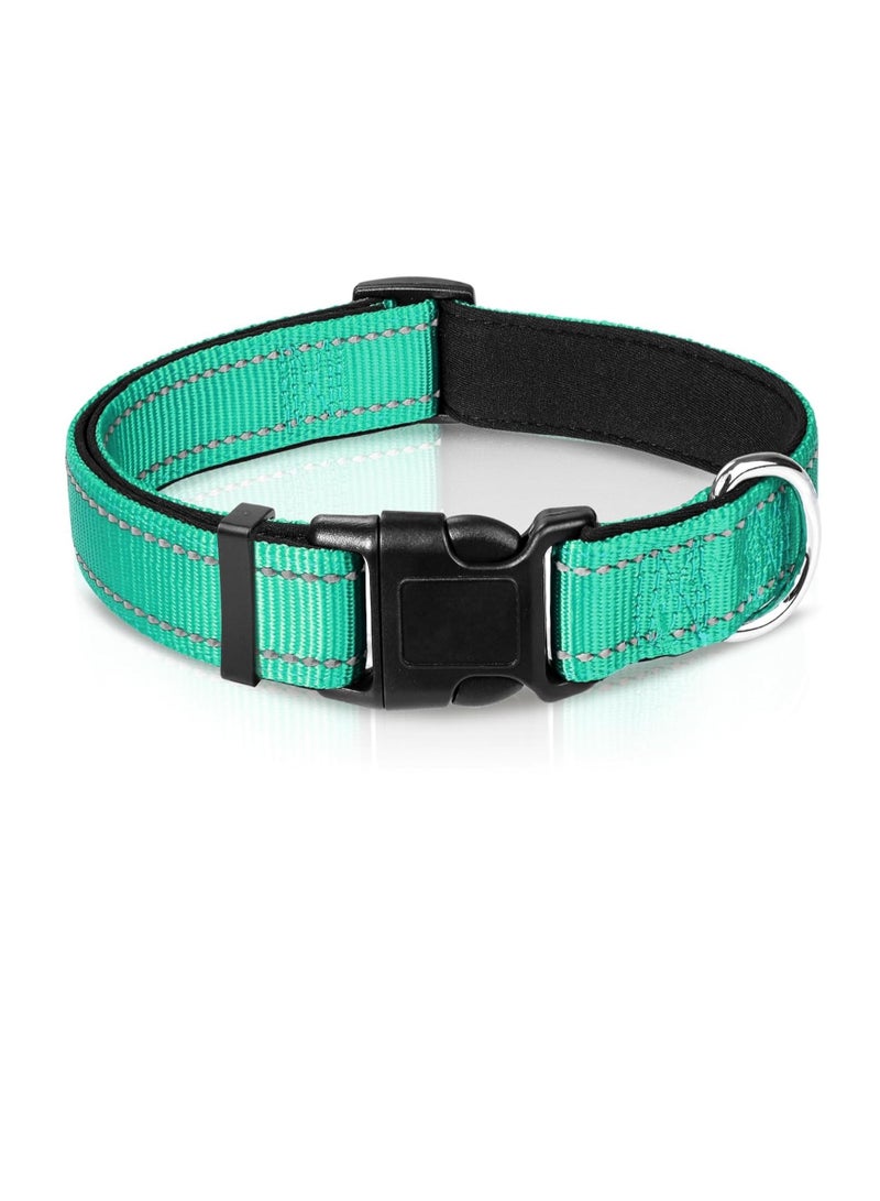 Joytale Joytale Reflective Dog Collar,Soft Neoprene Padded Breathable Nylon Pet Collar Adjustable for Large Dogs,Teal,LARGE  - Image 1