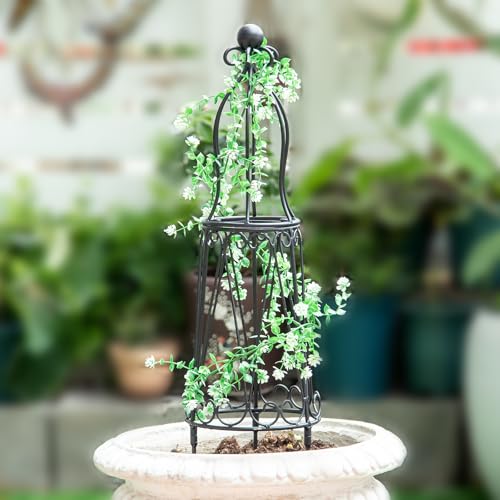 GOOOXIM Indoor Plant Trellis for Potted Plants - Plant Support & Garden Decor Obelisk for Climbing Pothos, Indoor/Outdoor Metal Trellis, 29.5" Height - Image 4