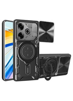 متوافق مع جراب TECNO pova 6 Pro 5G، مع غطاء عدسة الكاميرا المنزلق. متوافق مع جراب TECNO pova 6 Pro 5G (أسود)