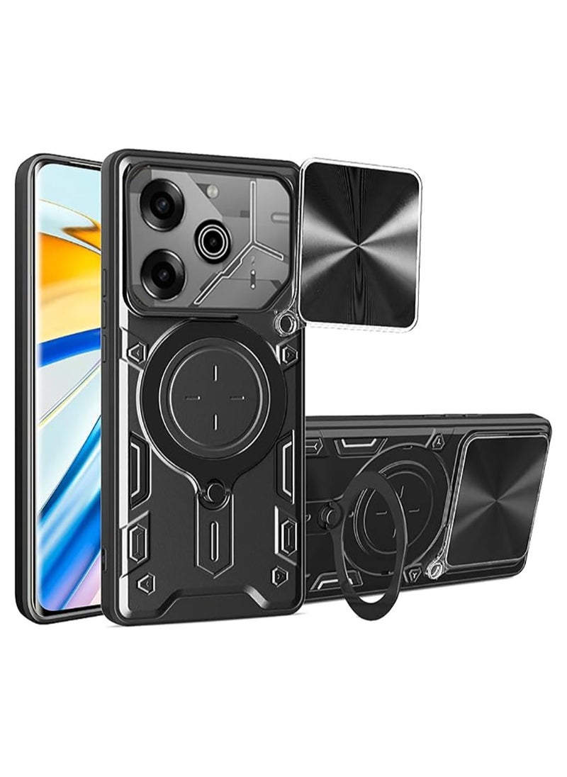 Generic - متوافق مع جراب TECNO pova 6 Pro 5G، مع غطاء عدسة الكاميرا المنزلق. متوافق مع جراب TECNO pova 6 Pro 5G (أسود) - Image 1