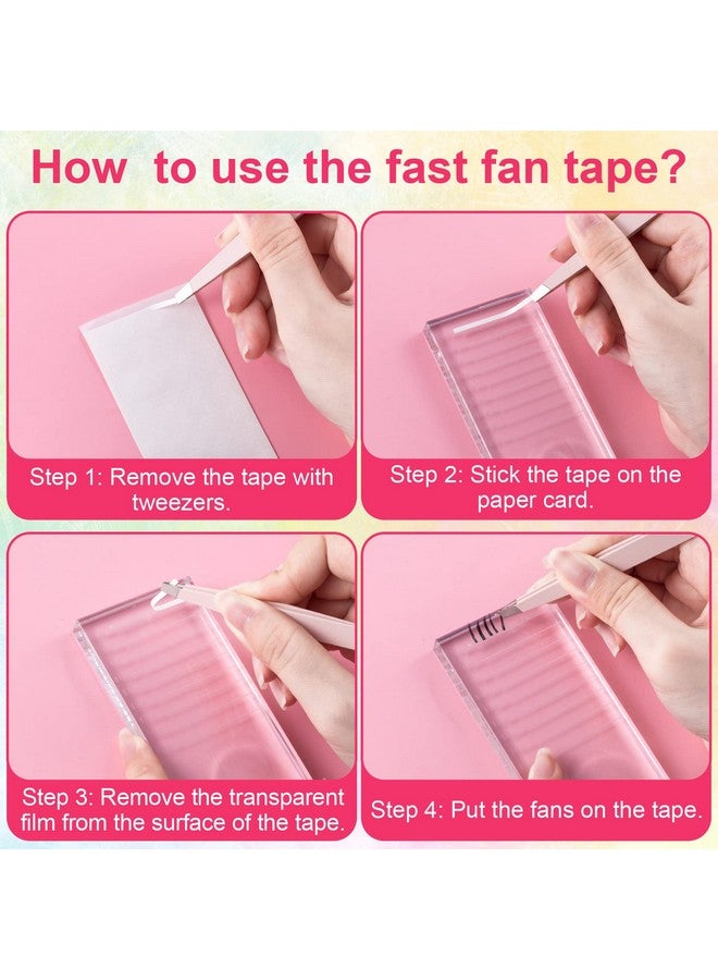 OIIKI False Eyelash Fans Paper Tape 1000Pcs, Double Sided Adhesive Eyelash Fan Tape Holder Sticky Lash Strip, Eyelash Extensions Storage Tape Fast Fan Tapes - Image 4