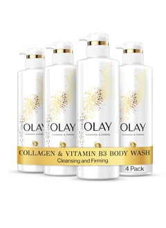 Olay Olay Cleansing & Firming Body Wash for Women with Collagen and Vitamin B3, 20 fl oz (Pack of 4)  - Image 1