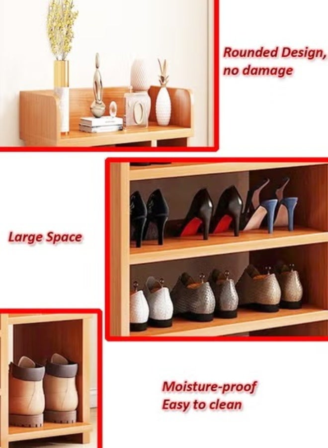 C&C Home Multi-Tier Wooden Shoe Rack Organizer for Entryway Hallway Storage Furniture Brown 63 x 20 x 60 cm - Image 3