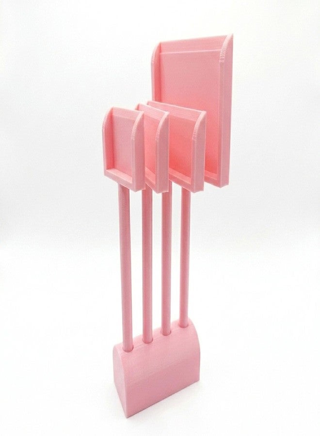 JILINWEI Cookie Scribes,Cookie Scraper Set of 4 Tool (S/M/L/XL Size) with a Stylish Organized Holder for Cookies Decorating,Pink - Image 1
