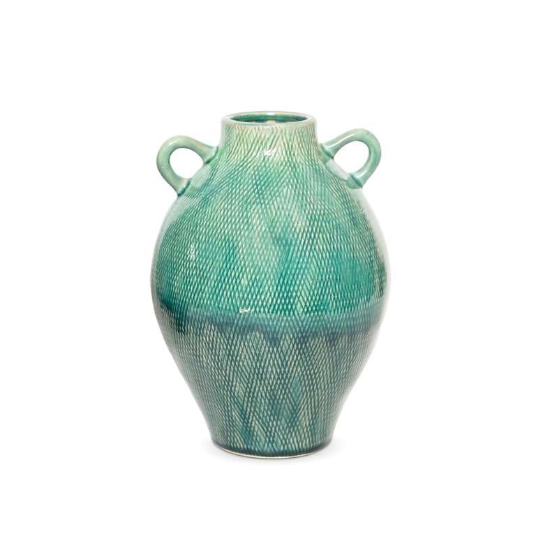 Pan Home Yuto Stoneware Ombre Vase with Handle 20x20x28cm - Turquoise Blue - 112AIC9905014 - Image 4