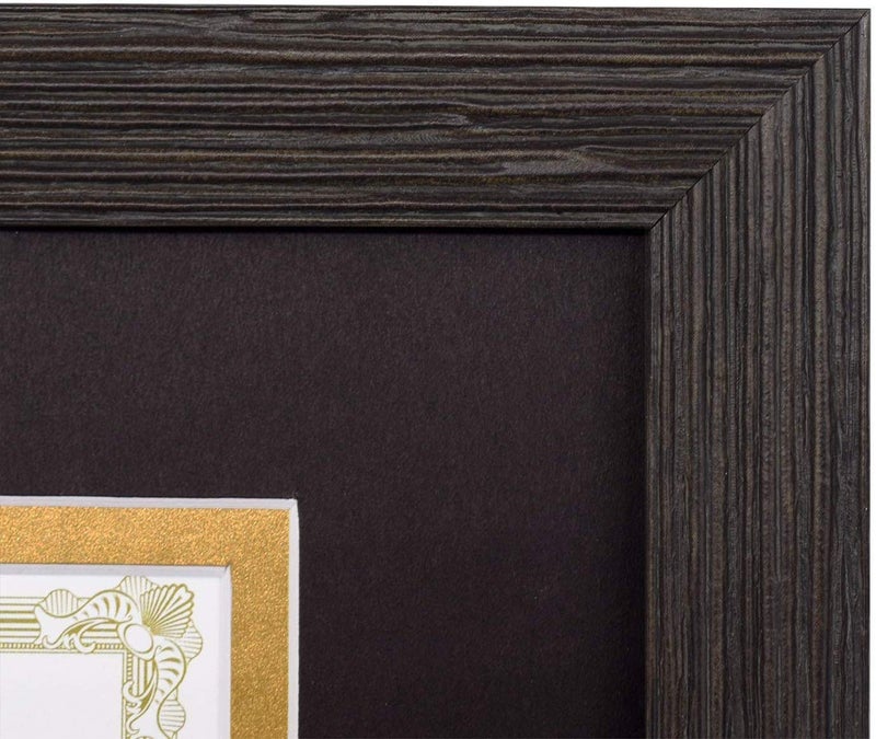 Space Art Deco, 10.5x10.5 Picture Frame with 2 Opening Fits A 5.5x8.5 Business License and Dollar Bill Black Over Gold Double Mat, Wall Mounting (Dark Brown Textured) - Image 5