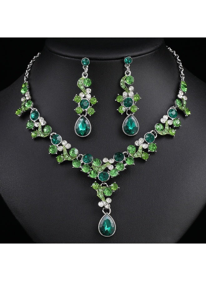 NIBEMINENT Bridal Necklace Set - Elegant Crystal and Rhinestone Jewelry