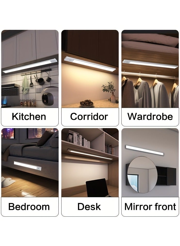 AROAQ 2pcs LED Motion Sensor Cabinet Light, Under Counter Closet Light, Wireless USB Charging Kitchen Night Light, Battery Powered Lamp, Wardrobe and Cabinet Unification Light - Image 4