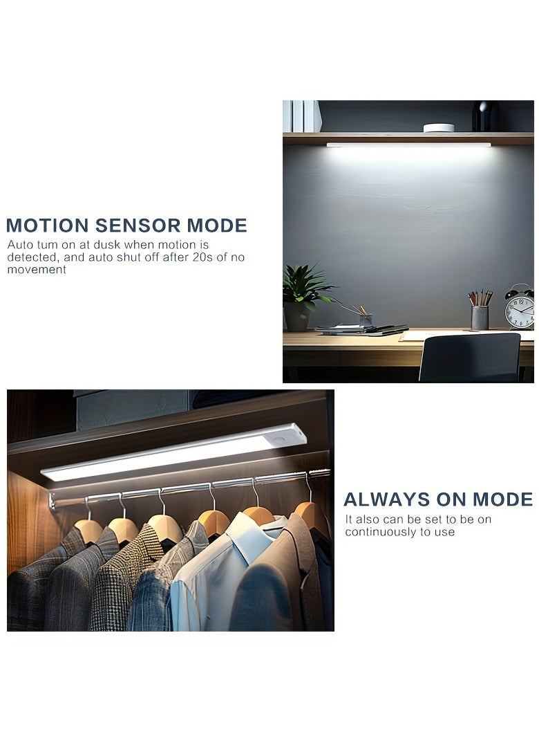 AROAQ 2pcs LED Motion Sensor Cabinet Light, Under Counter Closet Light, Wireless USB Charging Kitchen Night Light, Battery Powered Lamp, Wardrobe and Cabinet Unification Light - Image 5