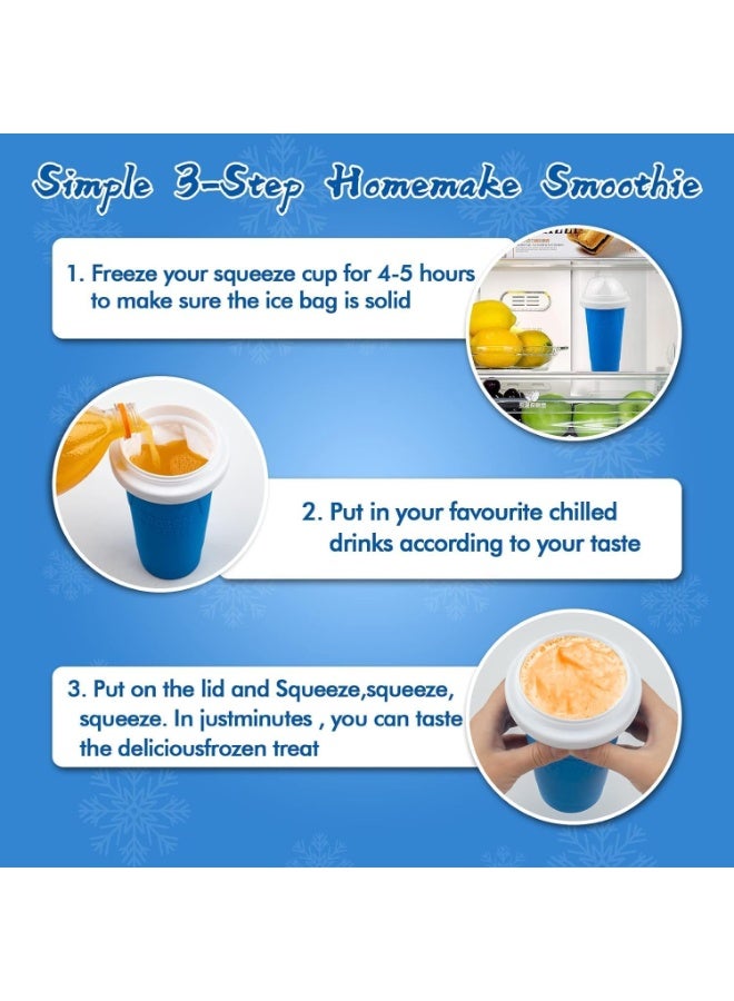 Quick Slushie Maker Cup with Lid & Straw, Frozen Magic Squeeze Cup, Blue - Image 5