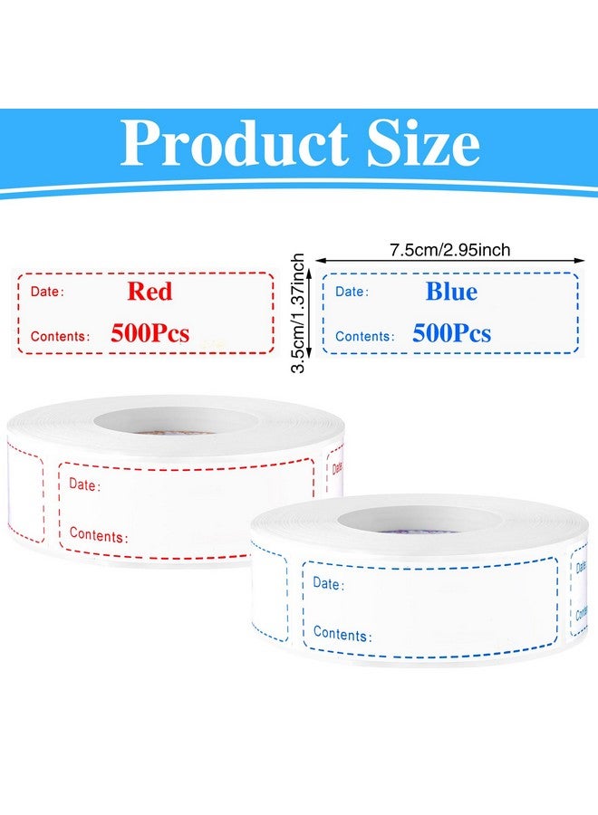 وسيكس 1000 قطعة من ملصقات الفريزر القابلة للإزالة، 1 × 3 بوصة من ملصقات الطعام لحاويات الطعام وملصقات تاريخ الطعام وملصقات تخزين الطعام بالثلاجة وسهلة التنظيف ولا تترك بقايا - Image 2