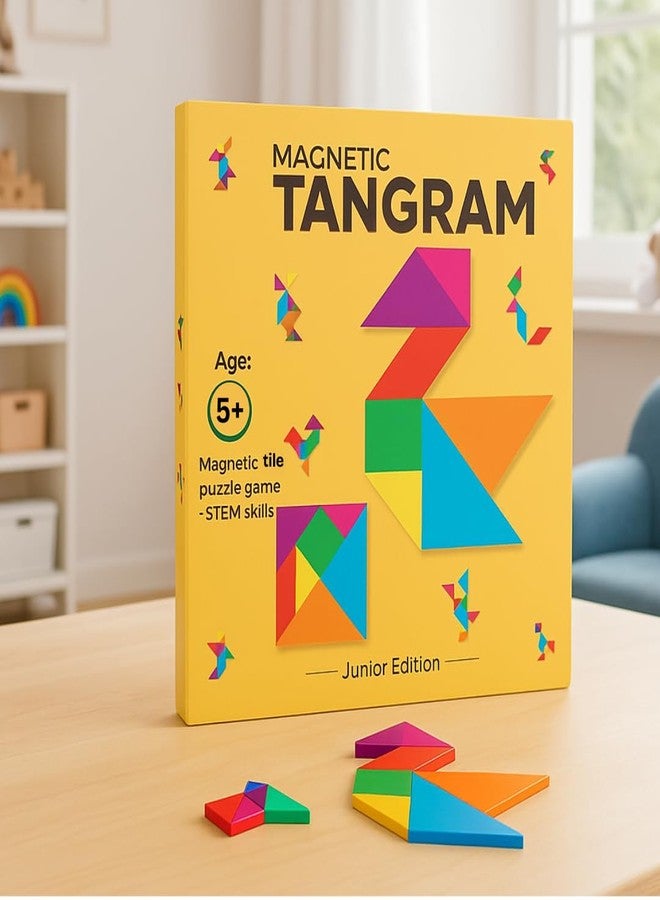 Litilish Wooden Puzzle Combo 2 in 1 Brain-Booster - Magnetic Tangram and Wooden Russian Blocks Puzzle | Educational Travel Toys for Kids 5 and Above, Gift for Boys Girls - Pack of 2 - Image 5