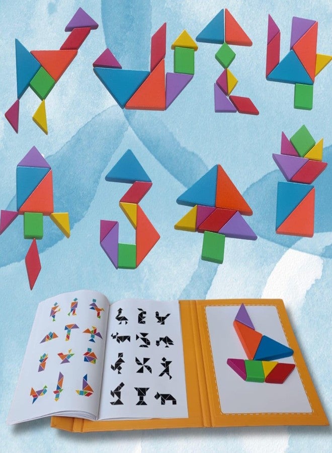 Litilish Wooden Puzzle Combo 2 in 1 Brain-Booster - Magnetic Tangram and Wooden Russian Blocks Puzzle | Educational Travel Toys for Kids 5 and Above, Gift for Boys Girls - Pack of 2 - Image 4