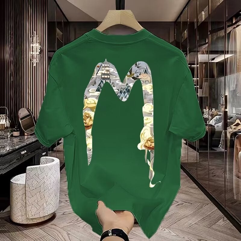 Korean Style 2024 Casual Short-Sleeved T-Shirt Men'S Trendy Half-Sleeved Top Hong Kong Style Loose Trendy Brand T-Shirt - Image 1