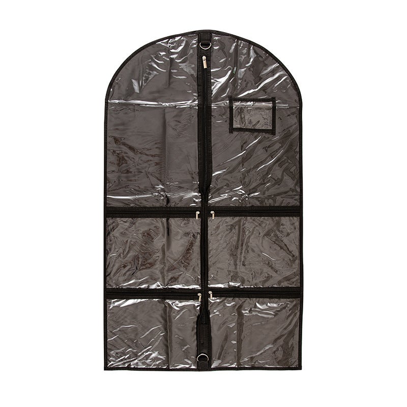 37-inch Kids Transparent Dress Dust Cover with 4 Zip Pockets Black 