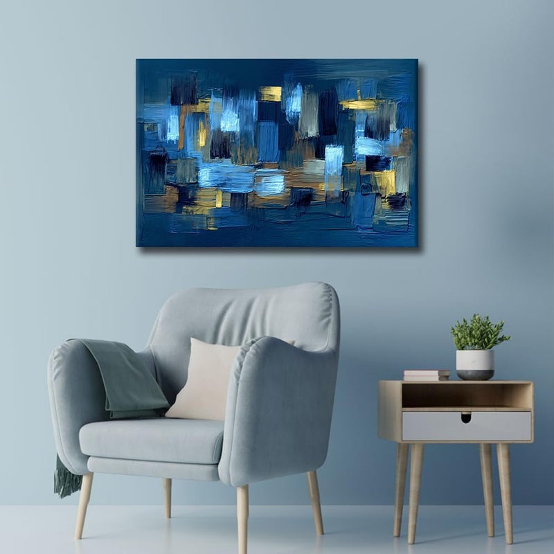 ARS Graphics ARS® Abstract Texture Canvas Wall Art - Blue Minimalist Framed Artwork for Living Room and Office, 36x24in - Image 2