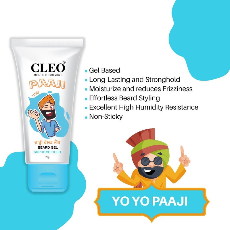 Cleo Paaji Beard Gel  Supreme Hold  Control Frizz  Effortless Beard Styling  Enchance Beard Shine  75g - Image 4