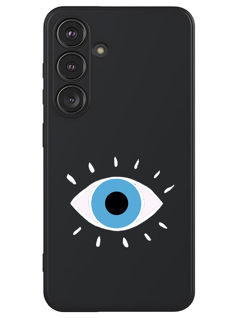 Theodor Protective Slim Fit Case Liquid Silicone Cover with Full Body Protection Anti-Scratch Shockproof Case For Samsung Galaxy S25 Plus (Black) - Eye - White - Image 1