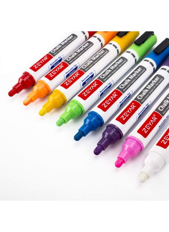 ZEYAR Liquid Chalk Markerwet Erase Marker 6Mm Reversible Tipbullet Or Chisel 8 Colors Large Capacity Writes On Nonporous Chalkboards Bistro Boards Windows And Plastic (8 Basic Colors)  - Image 1