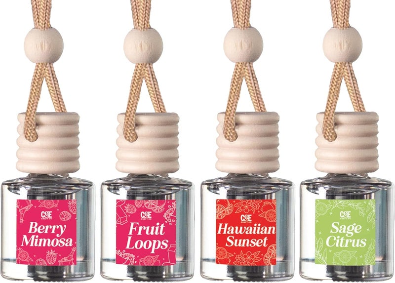CE CRAFT معطر السيارة المعلق من – ناشر زيت العطر بالزيوت الأساسية – روائح علاج عطري طويلة الأمد للسيارات – عبوة رباعية - Image 1