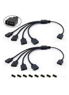 Excefore 5V 3Pin Addressable RGB 1 to 4 Splitter Cable, Y-Shaped ARGB Fan Connector and Pc Led Strip Extension Cable, Equipped with 8 Male pins, 53ARGB (2 Pack)  - Image 1