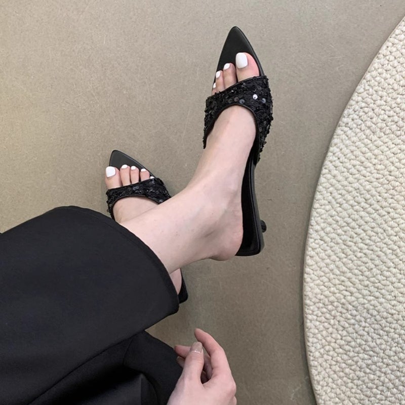 Women's Pointed Kitten Heel Open-Toe Sandals - Image 4