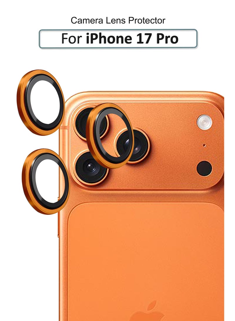 Camera Cover for iPhone 17 Pro - Ring Camera Lens Protector, Scratch-Resistant HD Clarity Ultra-Thin 9H Tempered Glass with Alloy Metal & Best Camera Protection - Orange - Image 1