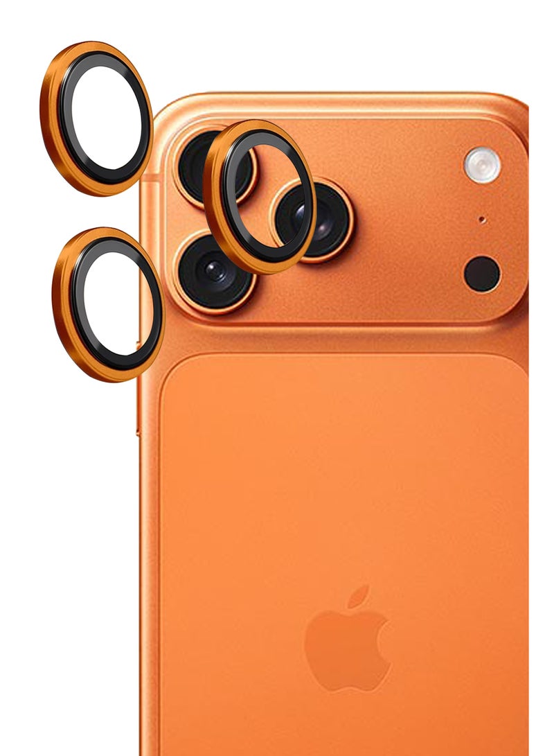 Camera Cover for iPhone 17 Pro - Ring Camera Lens Protector, Scratch-Resistant HD Clarity Ultra-Thin 9H Tempered Glass with Alloy Metal & Best Camera Protection - Orange - Image 5