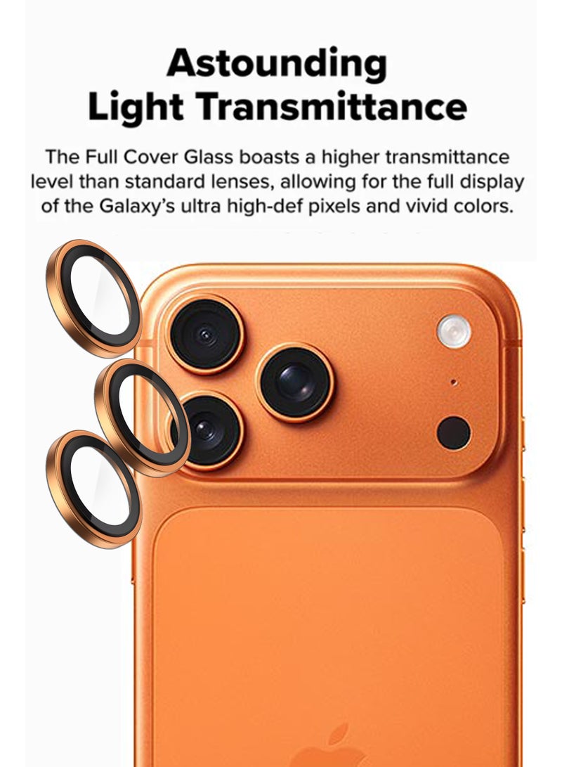Camera Cover for iPhone 17 Pro - Ring Camera Lens Protector, Scratch-Resistant HD Clarity Ultra-Thin 9H Tempered Glass with Alloy Metal & Best Camera Protection - Orange - Image 4