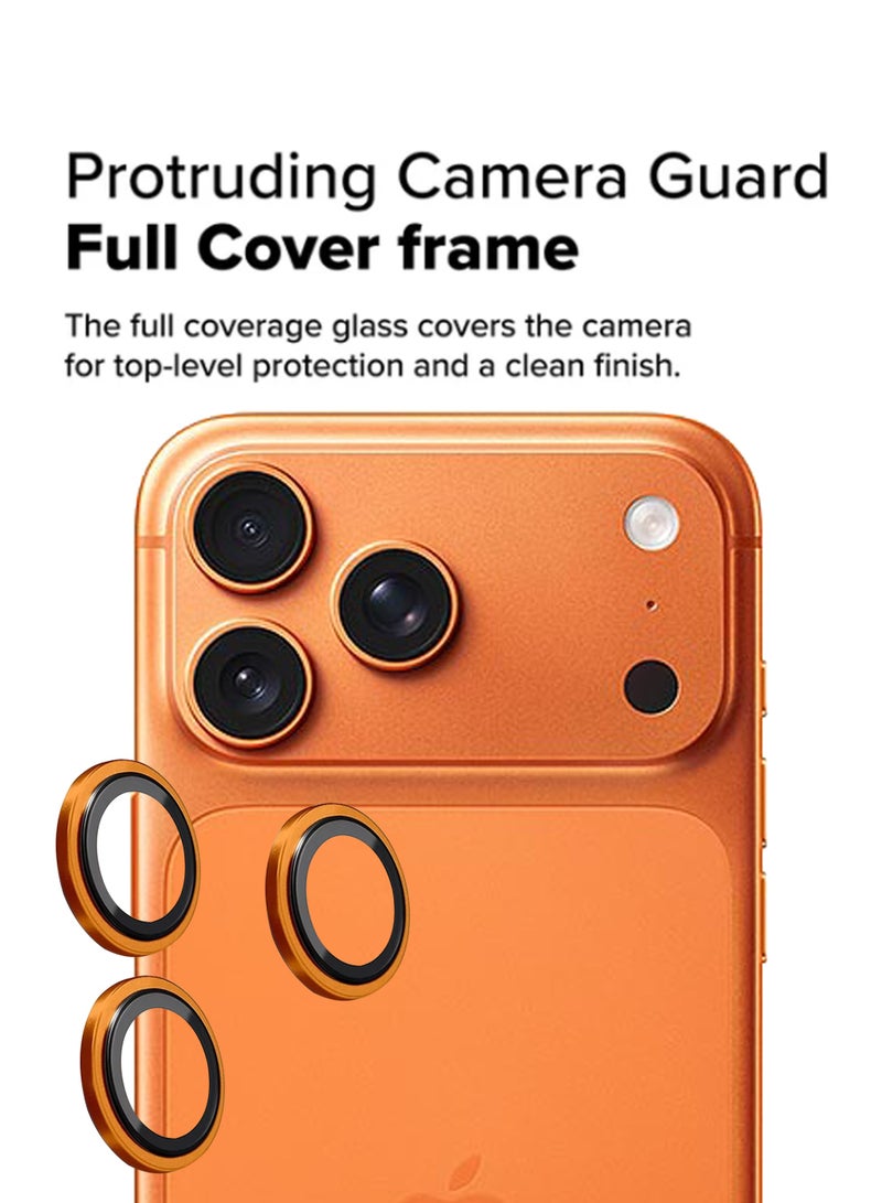 Camera Cover for iPhone 17 Pro - Ring Camera Lens Protector, Scratch-Resistant HD Clarity Ultra-Thin 9H Tempered Glass with Alloy Metal & Best Camera Protection - Orange - Image 2