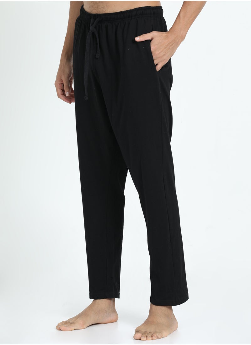 victor and jane - Men's Cotton Pyjama Sets with Round Neck T-shirt in Grey and Black long pants - Image 1