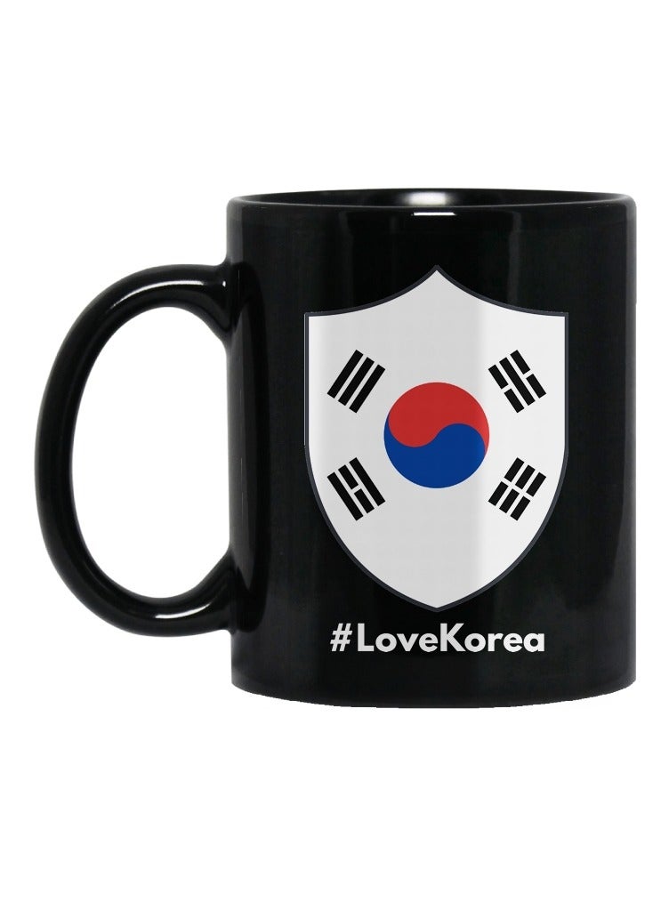إم إي سي أحب كوريا كوب قهوة مطبوع بتصميم مطبوع على كلا الجانبين، بمقبض أسود بالكامل سعة 11 أونصة - Image 1