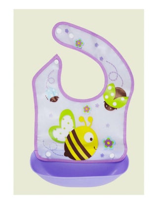 A bib for children with a silicone pocket featuring a waterproof and washable cartoon drawing, in purple colour - pzsku/ZDECA5AB908E52F42BCDEZ/45/_/1730802074/9efbf75c-da97-436c-a9f6-50a01df7cade