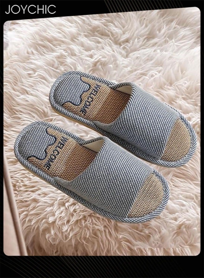 Joychic نعال منزلية للرجال من القماش الداخلي غير قابلة للانزلاق ومقاومة للاهتراء، نعال غرفة نوم ماصة للعرق وقابلة للتنفس، نعال مسطحة - Image 2