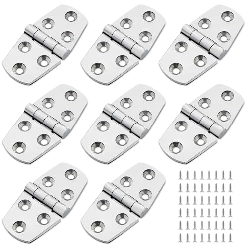 ORLANG 316 Stainless Steel Boat Hatch Hinges3 inch x 112 inch 76 x 38mm Polished Marine HingeMarine Boat Hatch Heavy Duty Hinges with Screwsfor Boats Yachts Doors DeckWindows Cabinets 8 Pack - Image 1