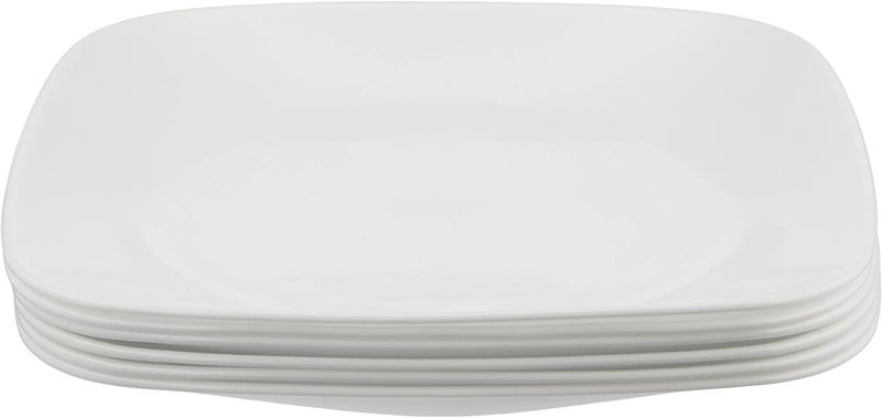 Corelle Vitrelle 6-Piece Salad Plates Set, Triple Layer Glass and Chip Resistant, Lightweight Square 9-Inch Plates, White - Image 2