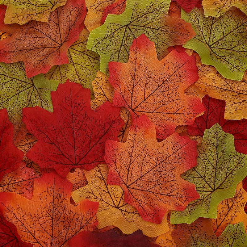 LOMIRO 800PCS 10kinds Fall Artificial Maple Leaves Autumn Leaf Faux Fall Maple Leaves Thanksgiving Autumn Leaf Home Office Wedding Party Table Decors - Image 1