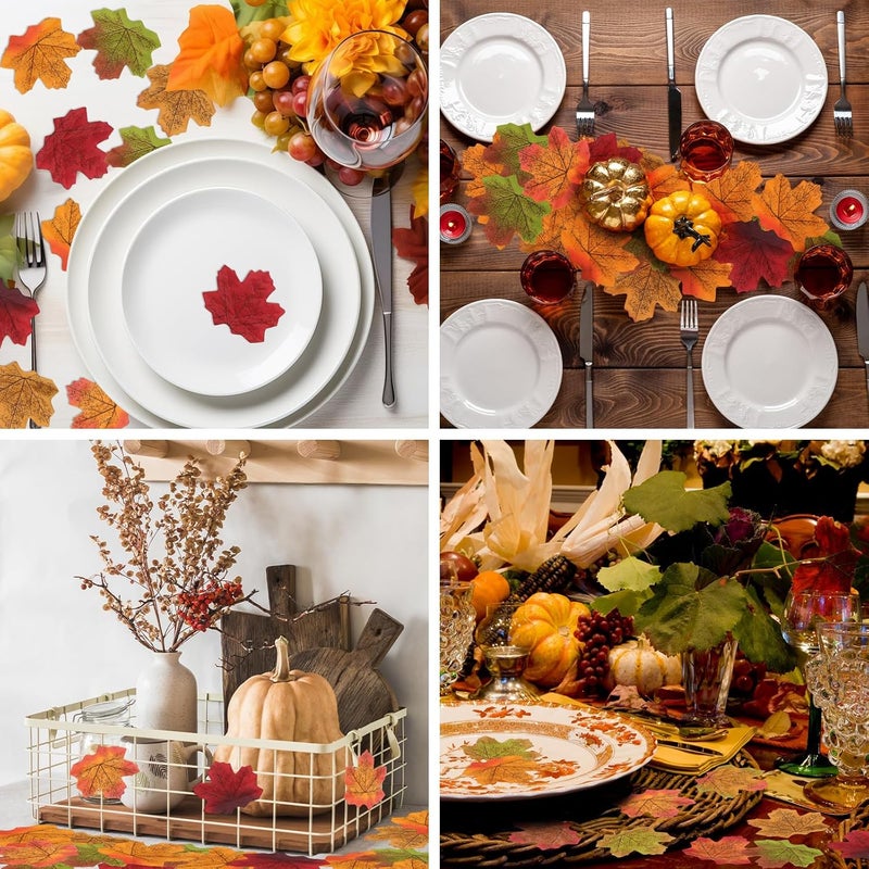 LOMIRO 800PCS 10kinds Fall Artificial Maple Leaves Autumn Leaf Faux Fall Maple Leaves Thanksgiving Autumn Leaf Home Office Wedding Party Table Decors - Image 3