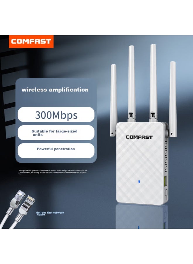 Comfast Wifi Signal Amplifier, 300m Wireless Network Repeater, Four Antennas, Powerful Wall-penetrating, Home Wireless Router, Wifi Signal Booster Cf-wr306s - Image 1