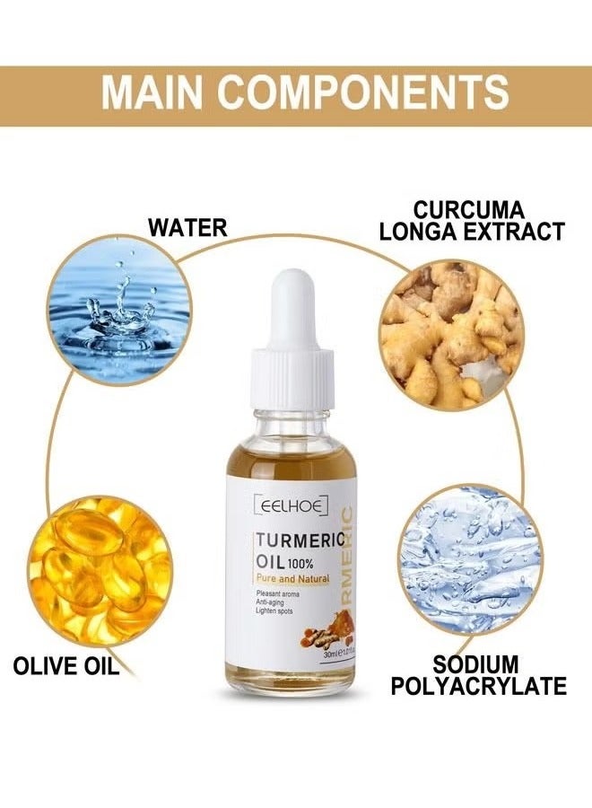 EELHOE Turmeric Moisturizing Serum Turmeric Dark Spot Corrector Essential Oil Face Serum Bright Skin Face Whitening Serum - Image 3