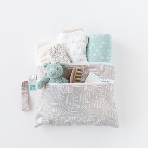 Bumkins Waterproof Wet Bag WetDry Clutch Bags For Beach Baby Travel Swim Suit Cloth Diapers Pump Parts Pool Gym Toiletries Reusable Easy to Clean Boho Beige 2 Pack - Image 3