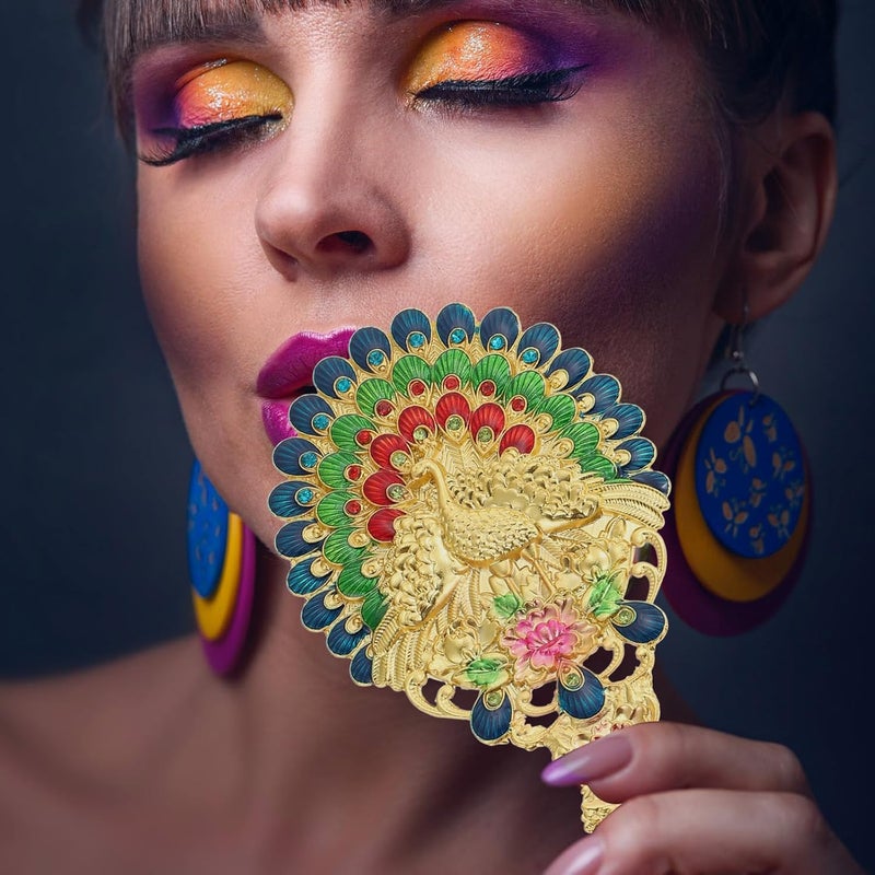 Retro Style Handheld Makeup Mirror with Handle, Portable Vintage Cosmetic Mirror for Travel and Vanity Use, Antique Gold Compact Beauty Tool - Image 5