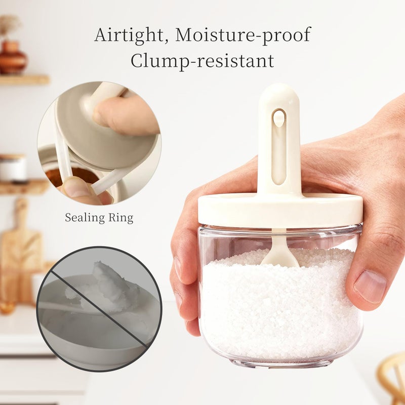 ShanSon 6-Piece Airtight Kitchen Spice Jars 10.16oz/300ml Glass Containers with Built-in Spoon for kitchen pantry - Image 4
