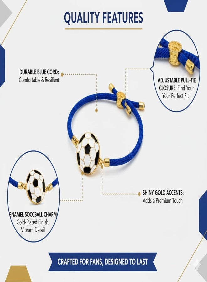 Kizzi Footaball Premium Bracelet for Kids Boys - Handmade Braided Navy Blue Cord with Golden Accents, Adjustable and Durable, Gift for Soccer Footaball Enthusiasts - Image 2