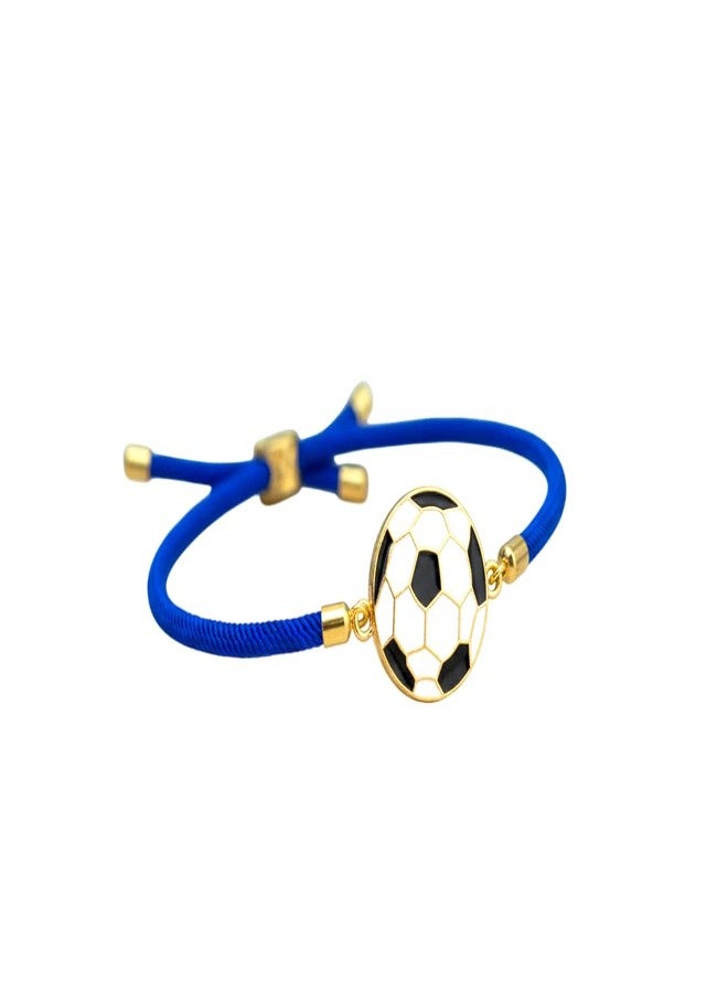 Kizzi Footaball Premium Bracelet for Kids Boys - Handmade Braided Navy Blue Cord with Golden Accents, Adjustable and Durable, Gift for Soccer Footaball Enthusiasts - Image 1