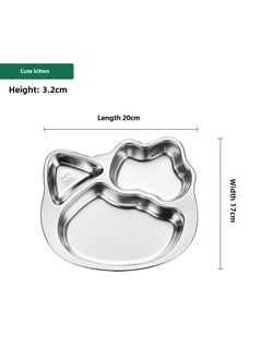 304 Stainless Steel Partitioned Dinner Plate for Kids Kitten