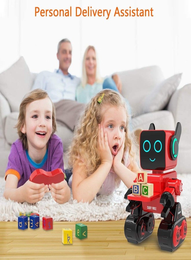 HBUDS Robots for Kids, Remote Control Robot Toy Intelligent Interactive Robot LED Light Speaks Dance Moves Built-in Coin Bank Programmable Rechargeable RC Robot Kit (Red) - Image 4