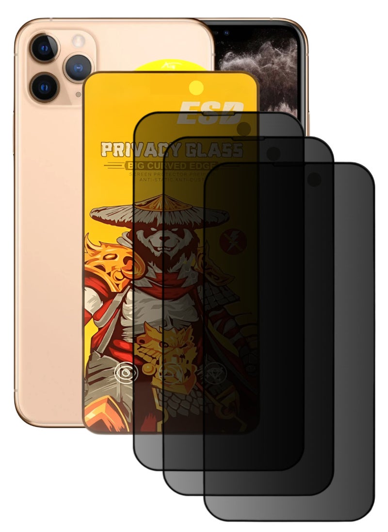 ESD 3 Pieces Tempered Dustproof Privacy Glass Screen Protector Compatible For iPhone 11 Pro - Image 1