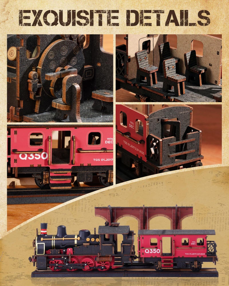 Wowood 3D Puzzles for Adults -Steam Train, Wooden Model Kits Building Set for Adults, DIY Crafts Kits Hobby Creative Gift Ideas(Steam Journey-405PCS) - Image 4